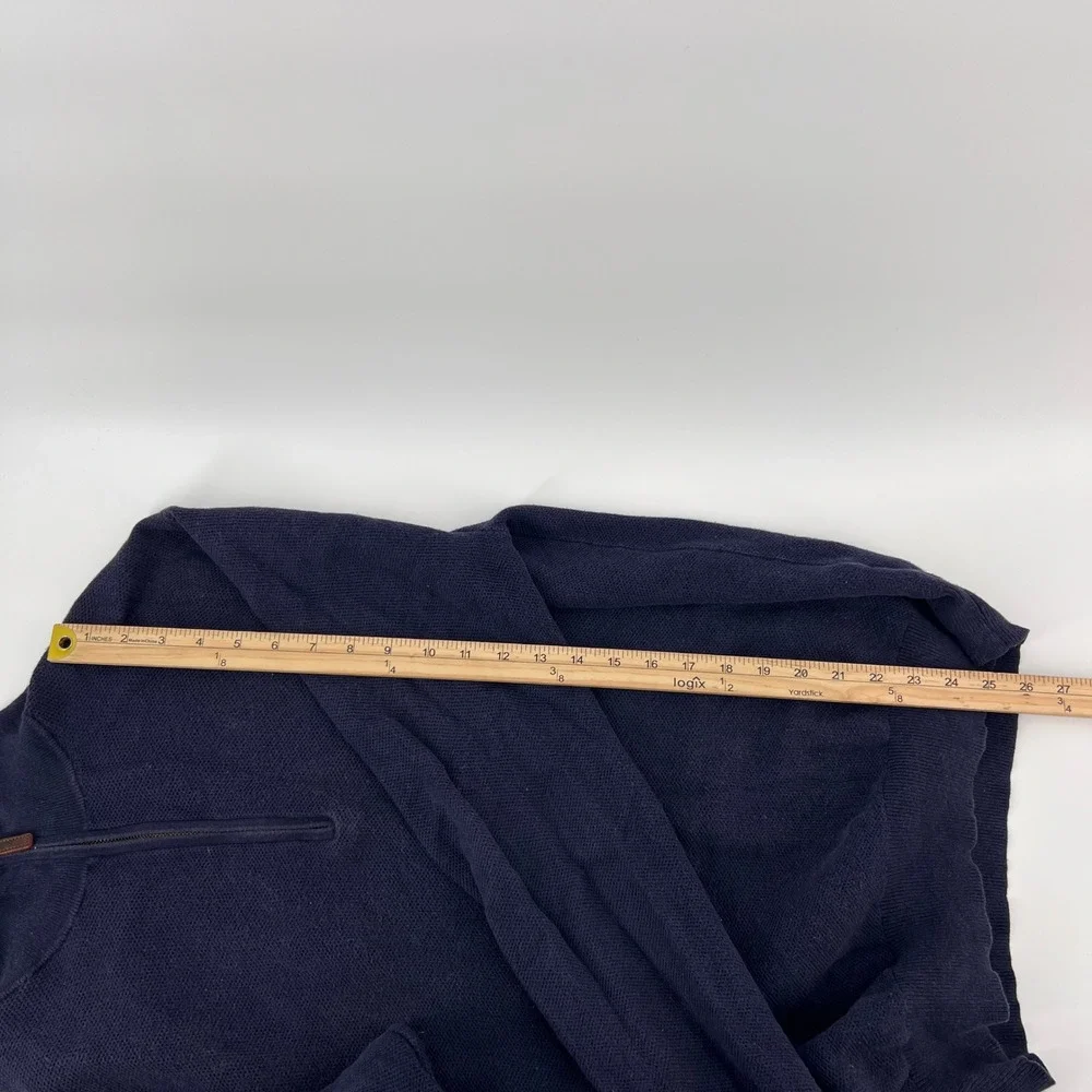 Polo Ralph Lauren Mens XL Navy Blue Pima Cotton 1/4 Zip Sweater Orange Pony Logo